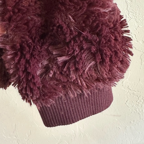 Anthropologie Sanctuary Mock Neck Shiraz (Purple) Faux Fur Teddy Jacket Sz M - Picture 9 of 11